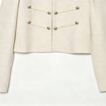 Buckle decoration coarse floral Napoleon coat for women