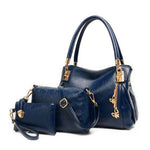 Conjunto de 3 piezas de piel sintética para mujer: bolso de mano, bandolera y monedero