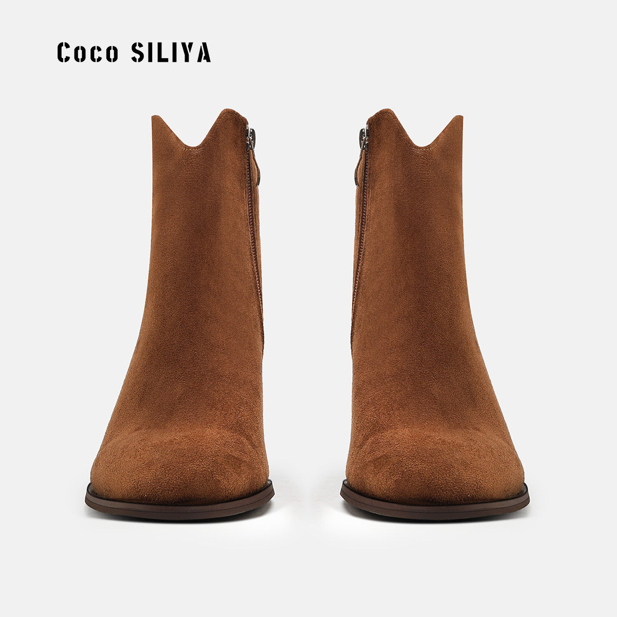 Botines de ante para mujer con tacón ancho, para otoño e invierno