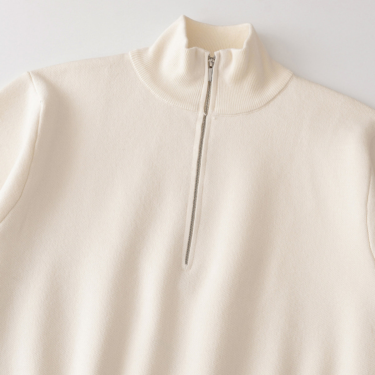 Stand up collar solid color zipper sweater