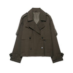 Double breasted belt windbreaker jacket for women