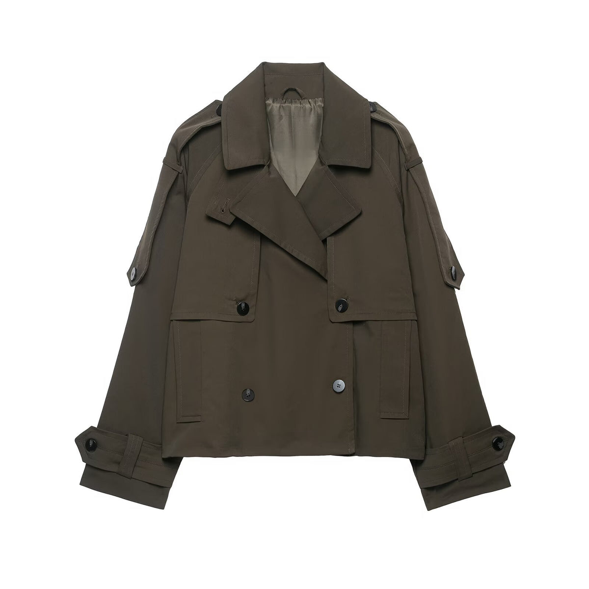 Double breasted belt windbreaker jacket for women