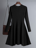 Vestido corto de punto grueso para mujer con corte en A, básico y elegante para otoño e invierno