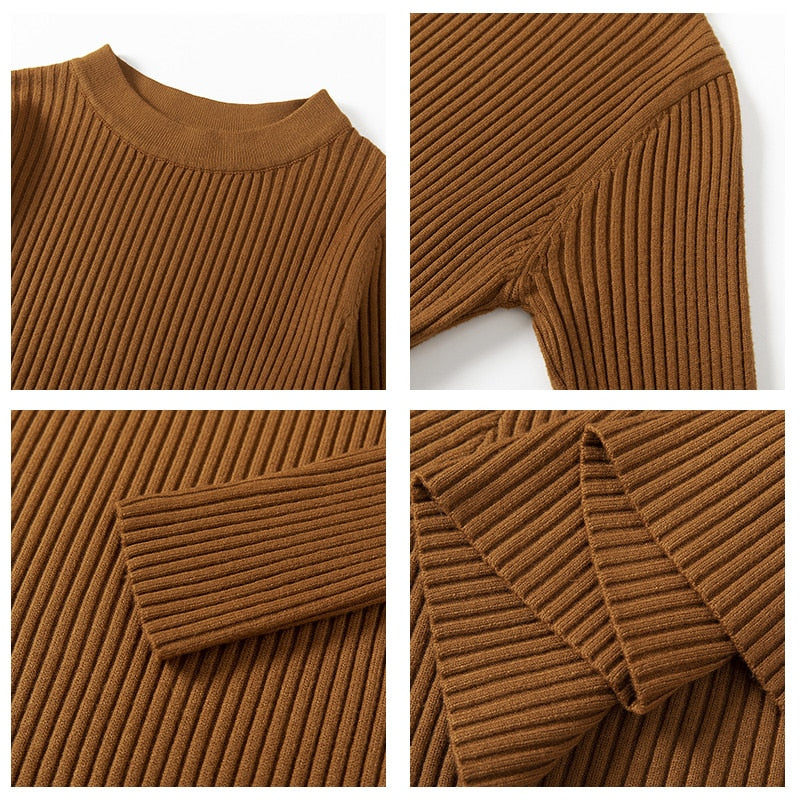 Vestido corto de punto grueso para mujer con corte en A, básico y elegante para otoño e invierno