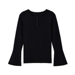 Horn long sleeved round neck knitted sweater for women