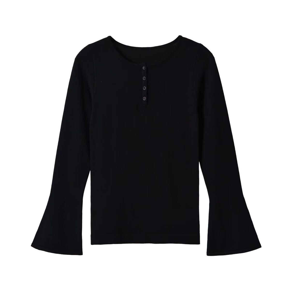 Horn long sleeved round neck knitted sweater for women