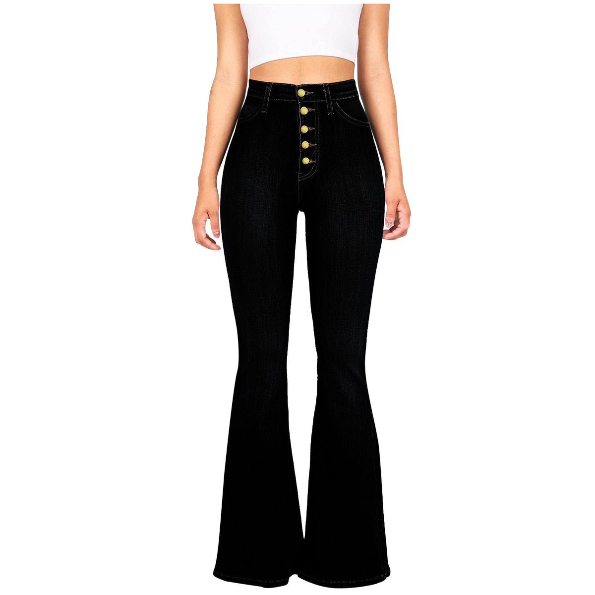 Factory Direct  High-Waisted Flared Jeans for Women, Slim Fit, Butt-Lifting, Casual Denim Pants