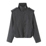 Conjunto de chaqueta con cremallera lateral y tira y pantalón para mujer