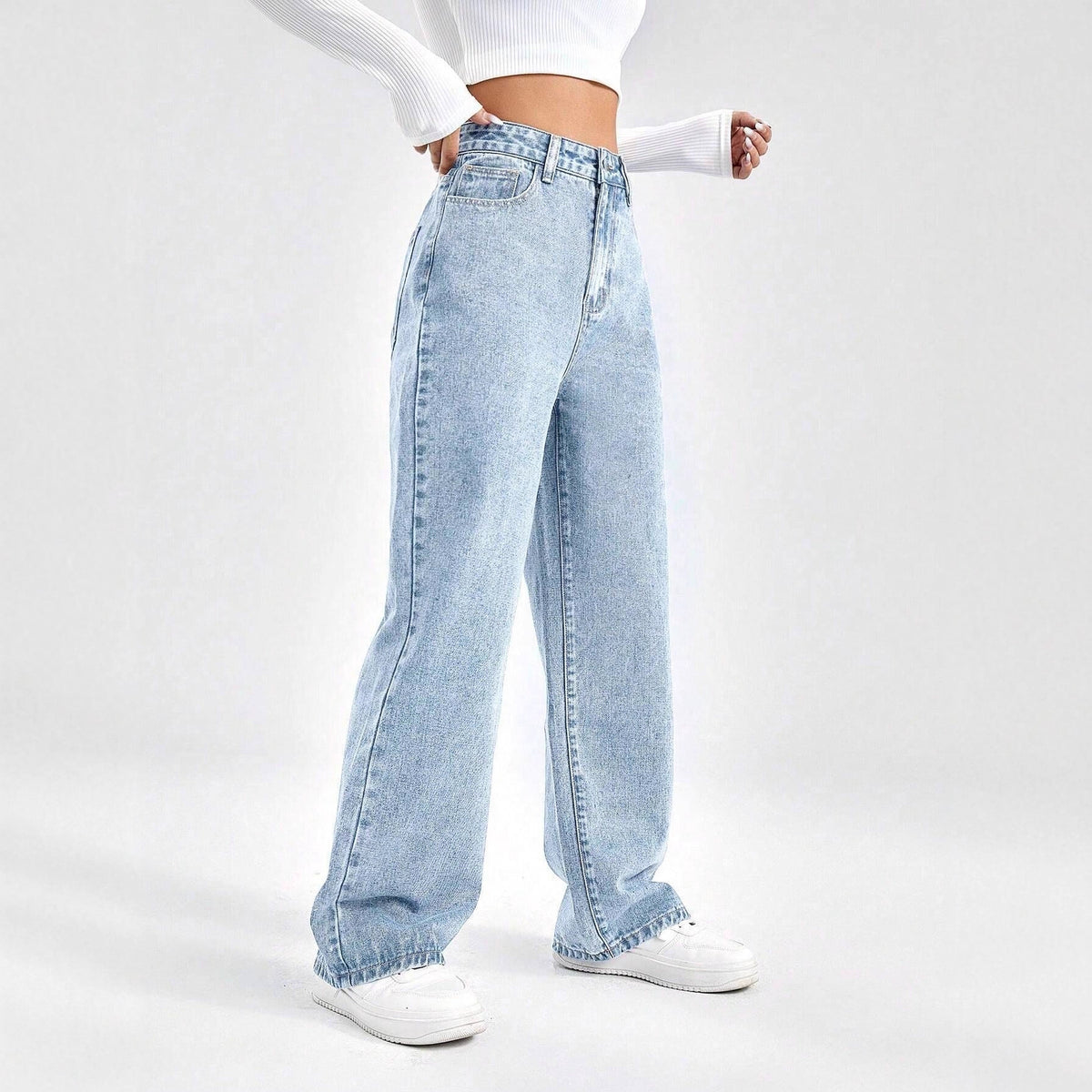 Russian Women's Denim Wide-Leg Pants Export Fashion Casual Style Women's Bottoms