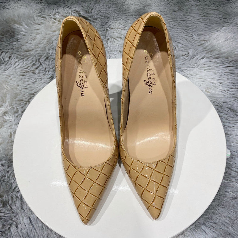 Zapatos de punta fina con diseño trenzado y tacón de aguja de 10 o 12 cm