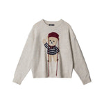 HeyHenry Bear Couple Sweaters Round Neck Loose Knit Pullover Casual Inner
