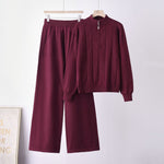 Conjunto de dos piezas con jersey de media cremallera y pantalón de pernera ancha