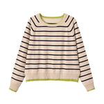 Double layered round neck long sleeved solid color pullover knitted sweater for women