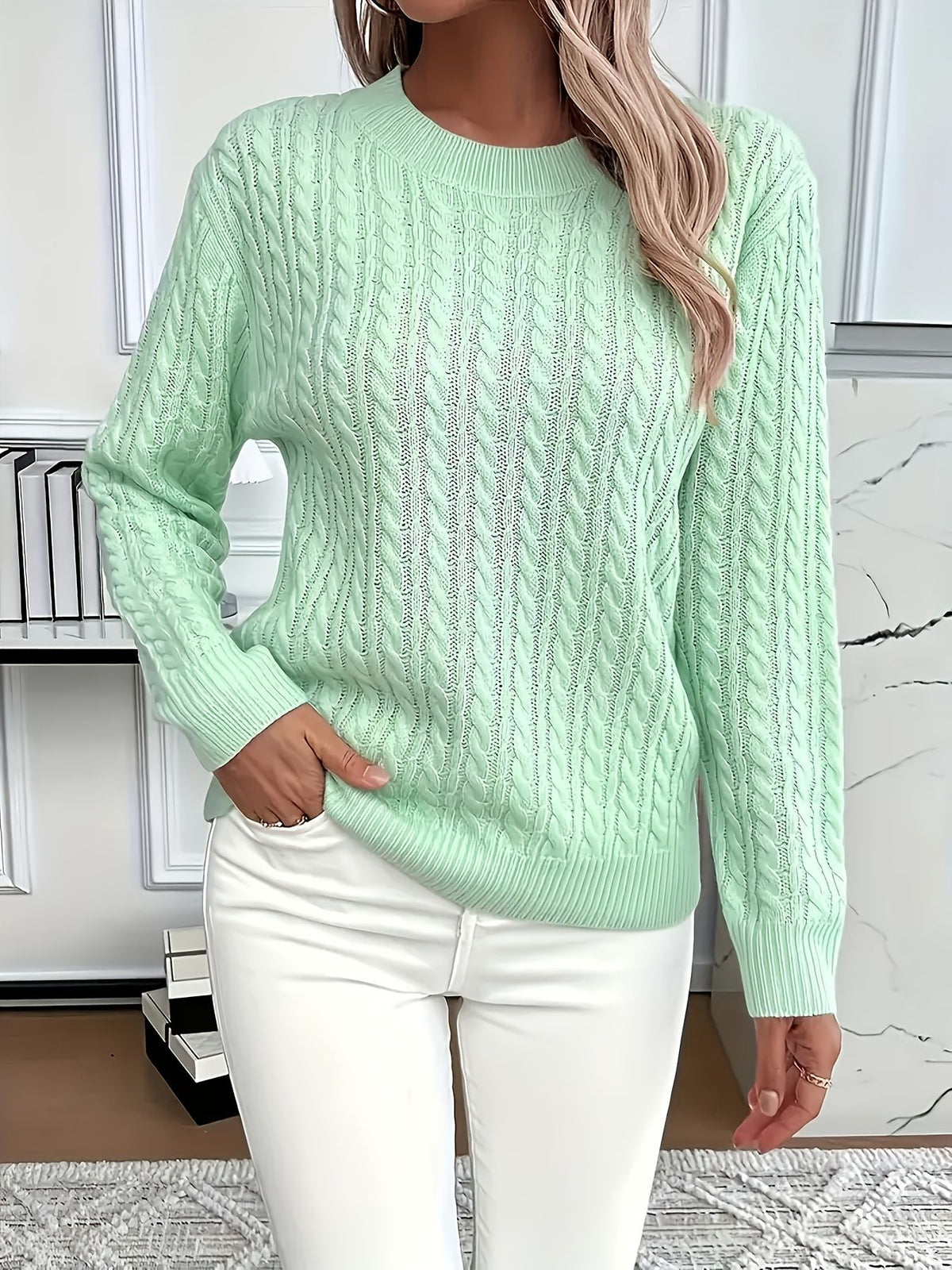 Round neck Fried Dough Twists thickened sweater