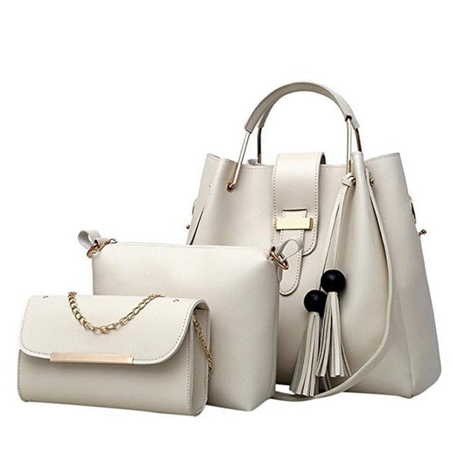 Conjunto de 3 bolsos Laamei de piel sintética para mujer con detalle de borla