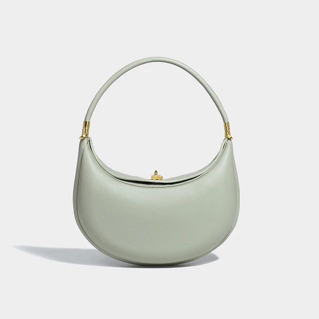 Bolso pequeño de hombro para mujer en piel suave, con forma de media luna