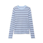 Casual long sleeved round neck striped contrasting knit sweater