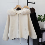 Double zipper hooded jacket for women