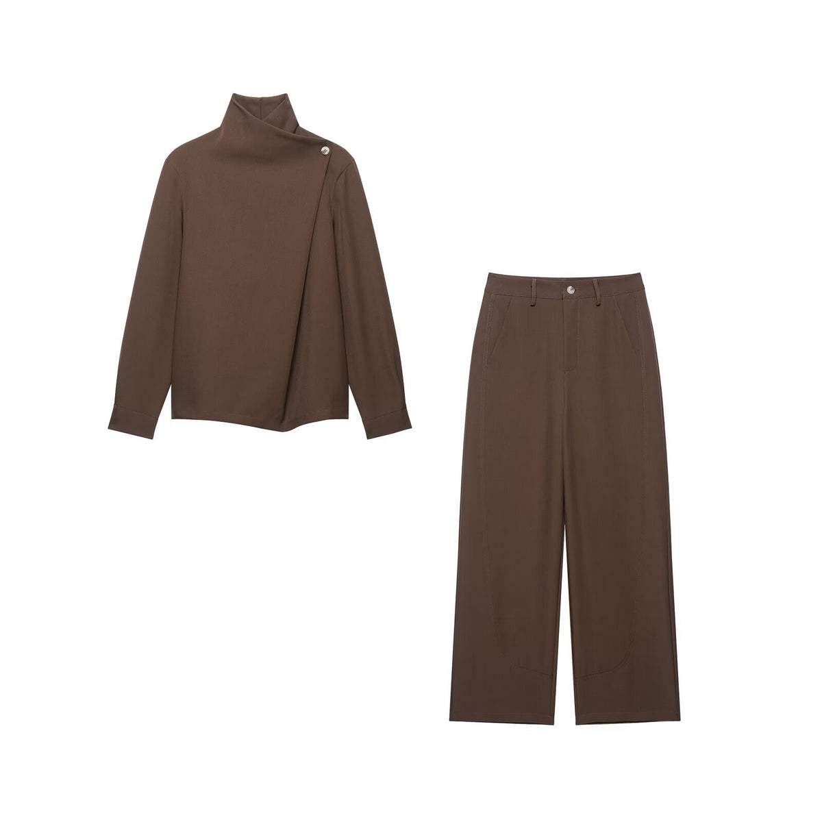 Conjunto liso de manga larga con pantalón