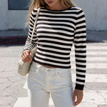 Striped slim fit sweater for women