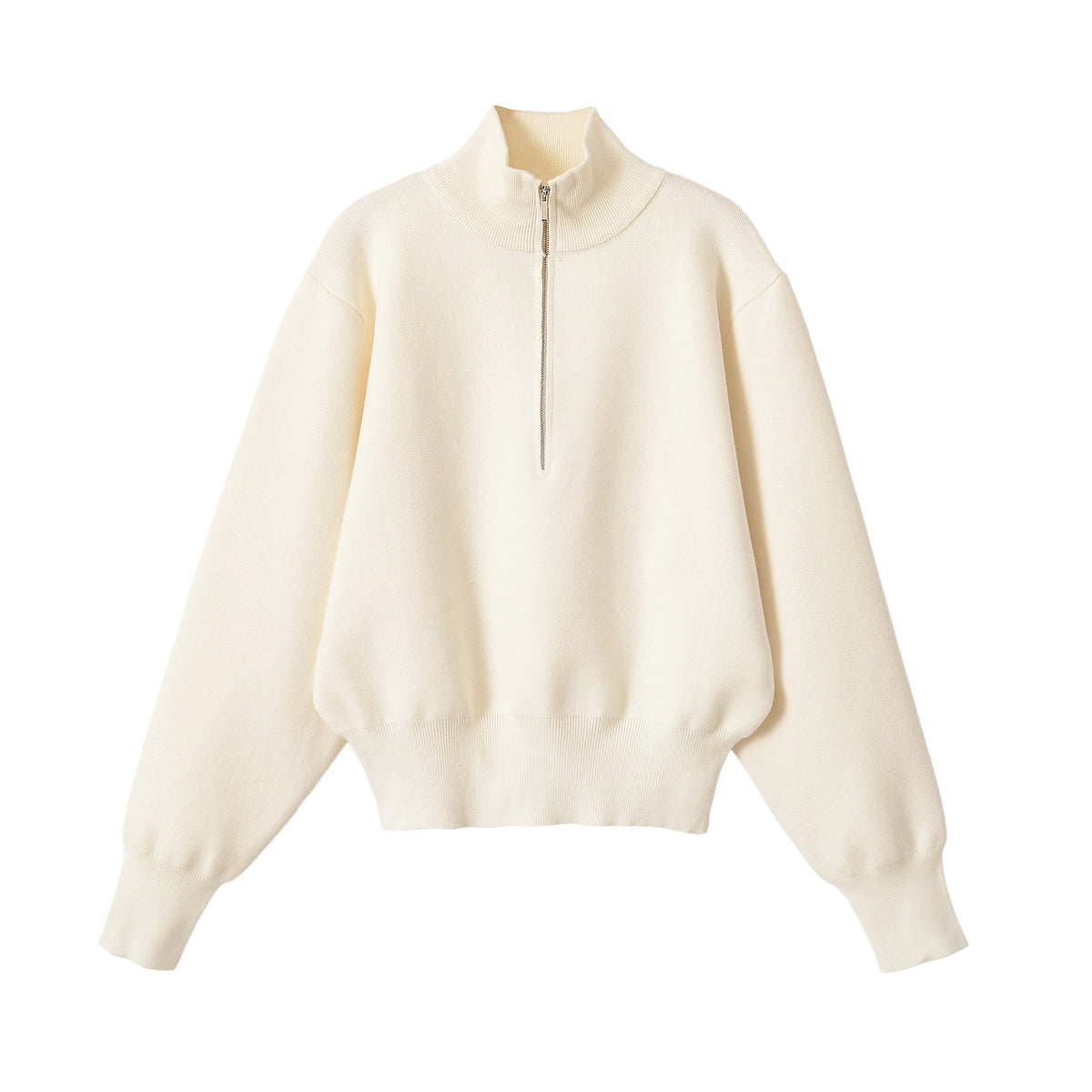 Stand up collar solid color zipper sweater