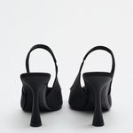 Zapatos de tacón destalonados para mujer con punta fina y brillo, para bodas