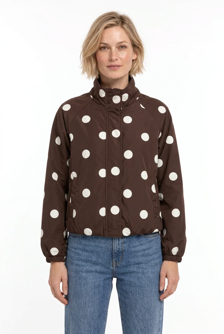 Street polka dot printed pilot jacket
