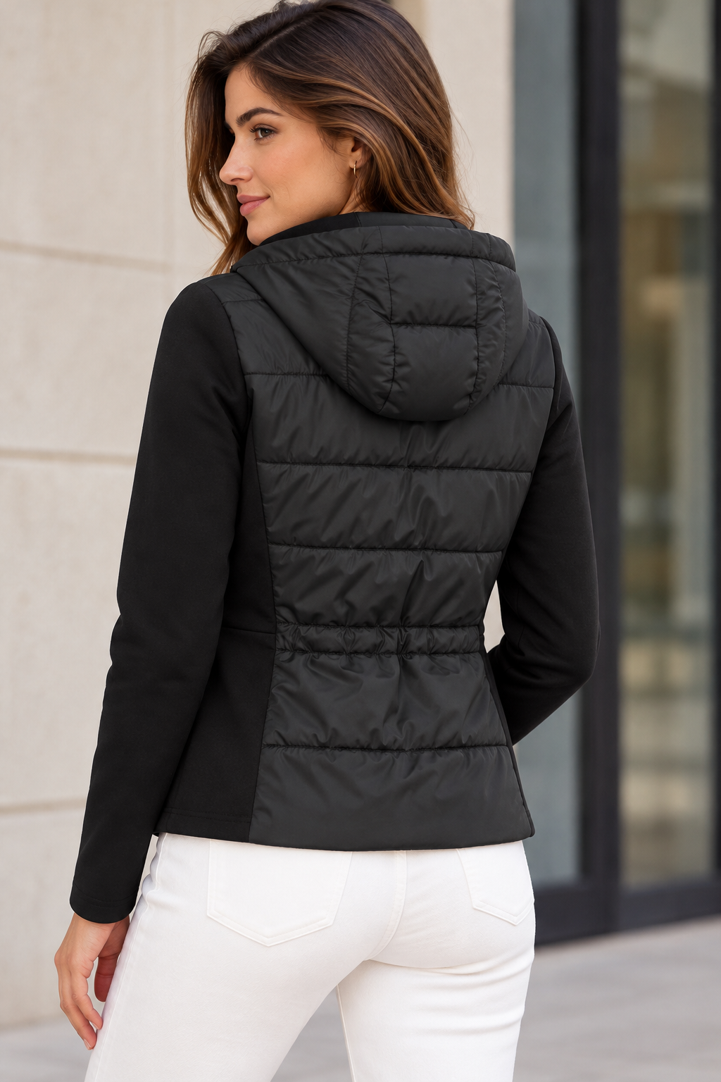Hooded long sleeved jacket