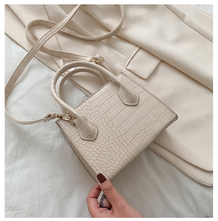 Bolso bandolera pequeño de piel sintética para mujer con efecto cocodrilo