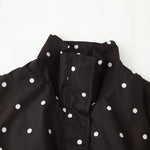 Loose zipper stand up collar polka dot pilot jacket