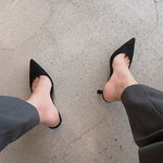 Zapatos destalonados para mujer con punta fina y tacón medio