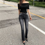 Summer Women's Fashionable Charming Flared Denim Pants, Versatile, Simple and Elegant Long Pants