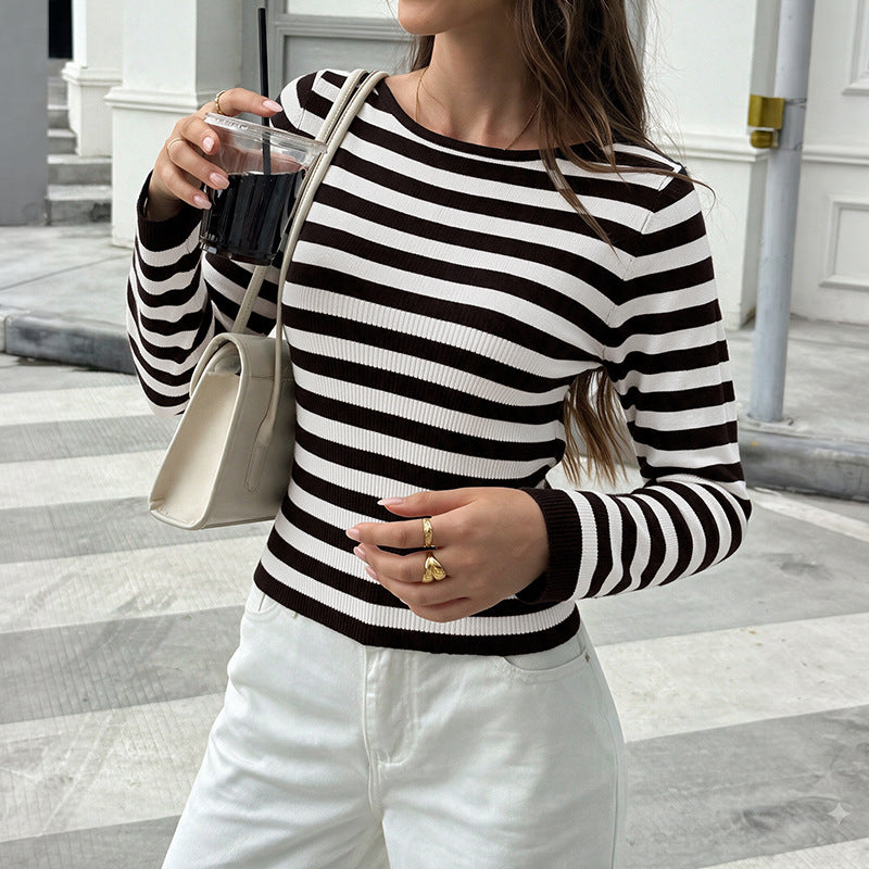 Striped slim fit sweater for women