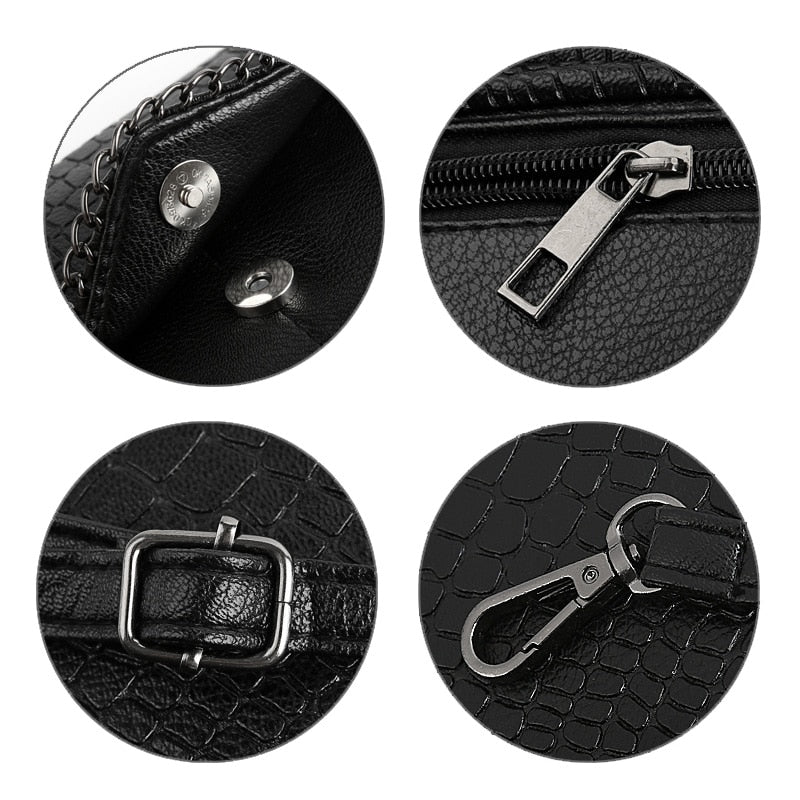 Bolso de fiesta tipo sobre para mujer con cadena y efecto cocodrilo