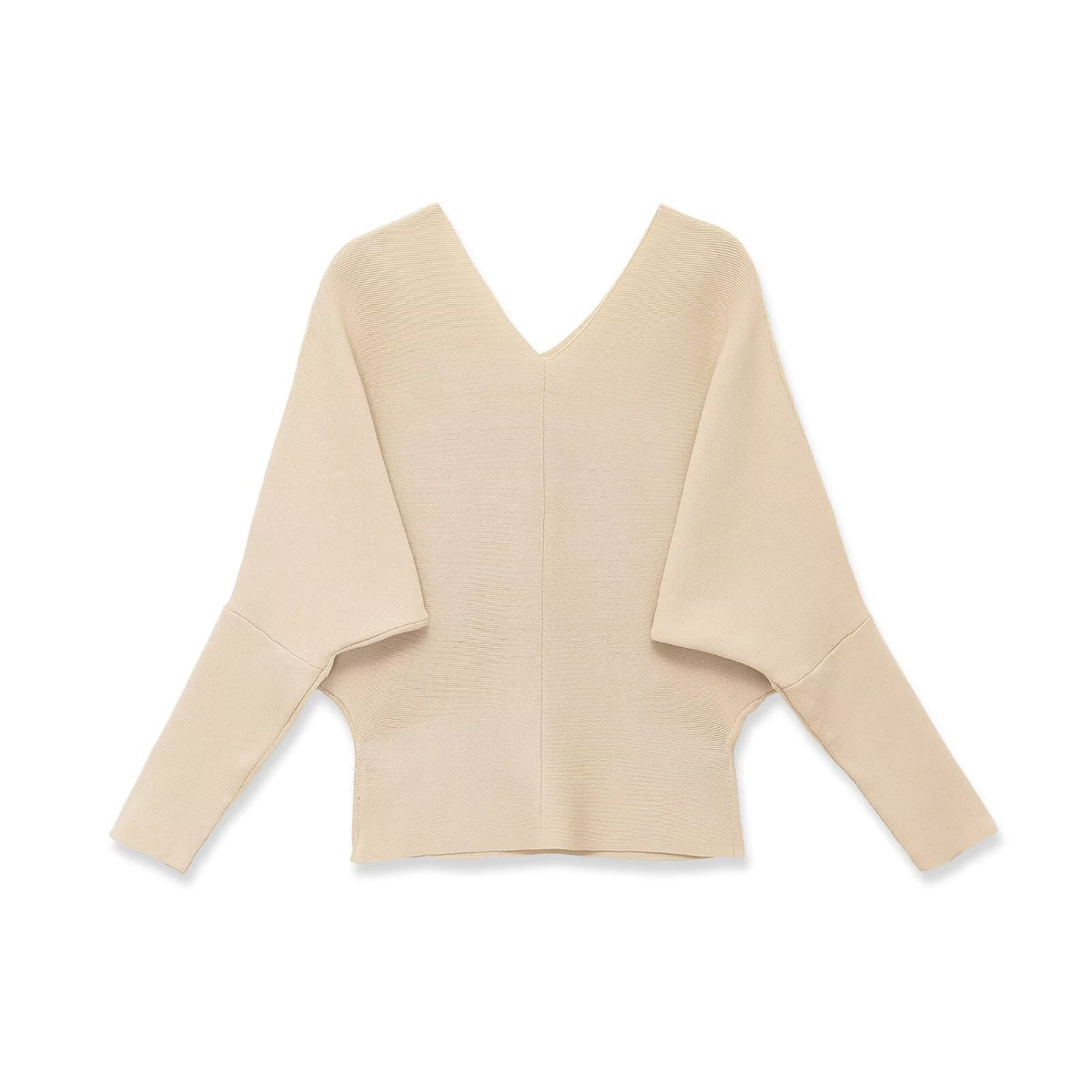 Long sleeved V-neck solid color simple knit sweater