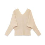 Long sleeved V-neck solid color simple knit sweater