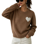 Round neck heart-shaped loose women's sweater