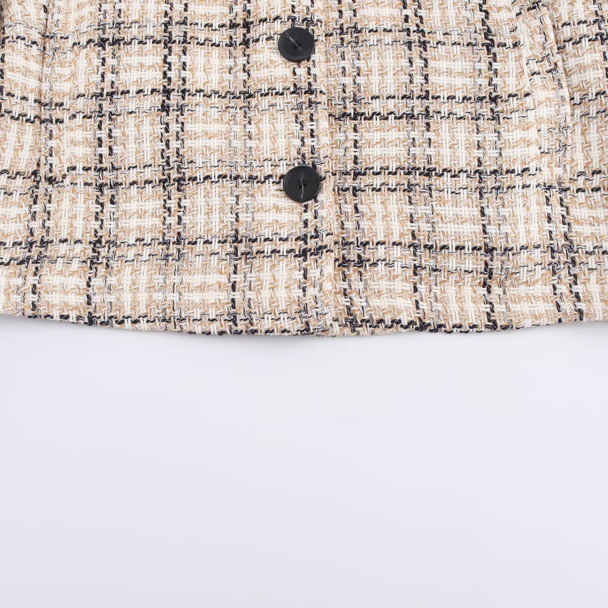 Casual single breasted lapel plaid jacket for women
