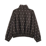 Polka dot stand up collar jacket