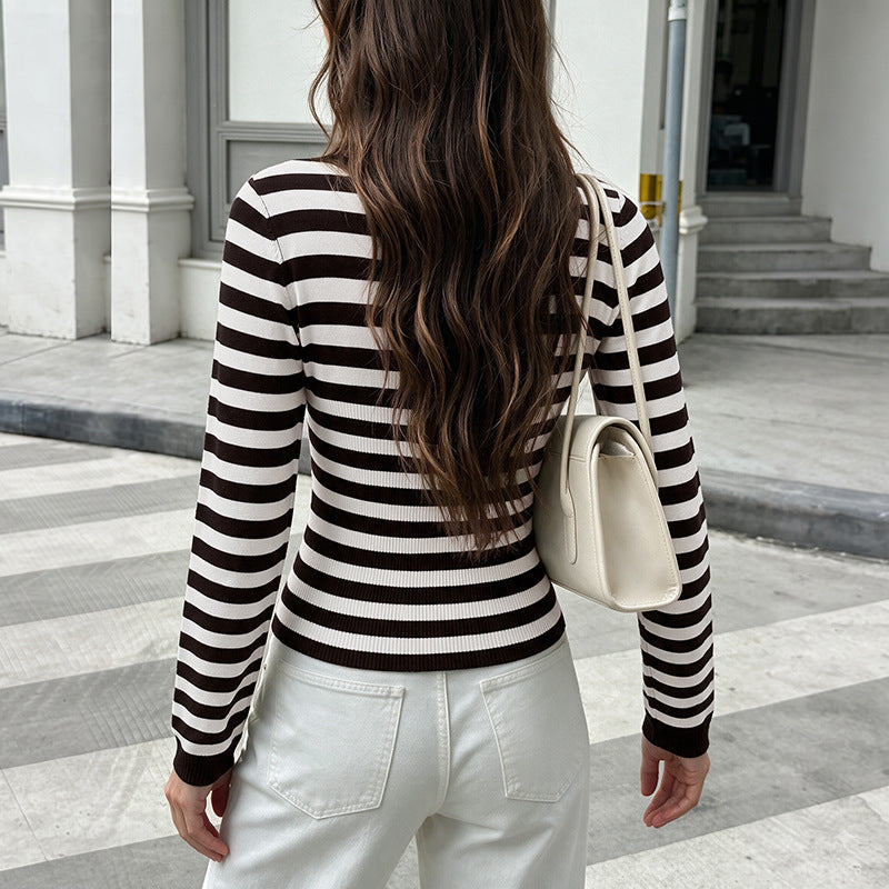 Striped slim fit sweater for women