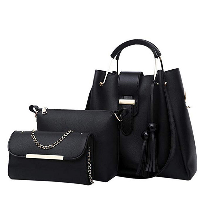 Conjunto de 3 bolsos Laamei de piel sintética para mujer con detalle de borla
