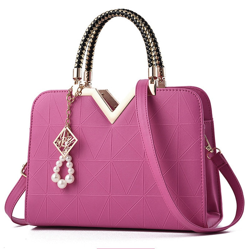Bolso de mano y bandolera para mujer con bordado y asa superior