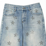 Low waist wide leg starry hot diamond jeans