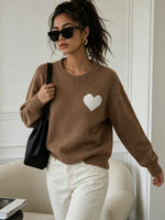 Round neck heart-shaped loose women's sweater