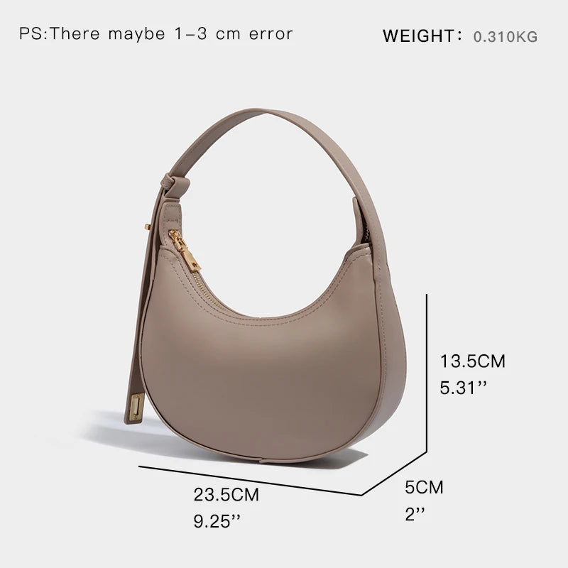 Bolso pequeño de hombro para mujer de piel sintética suave, con forma de media luna