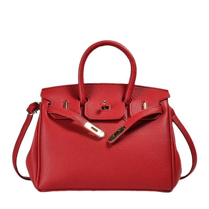 Bolso de mano clásico de piel sintética para mujer con asa superior
