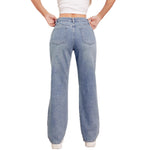 Washed Distressed Non-Stretch Straight Leg Jeans for Women