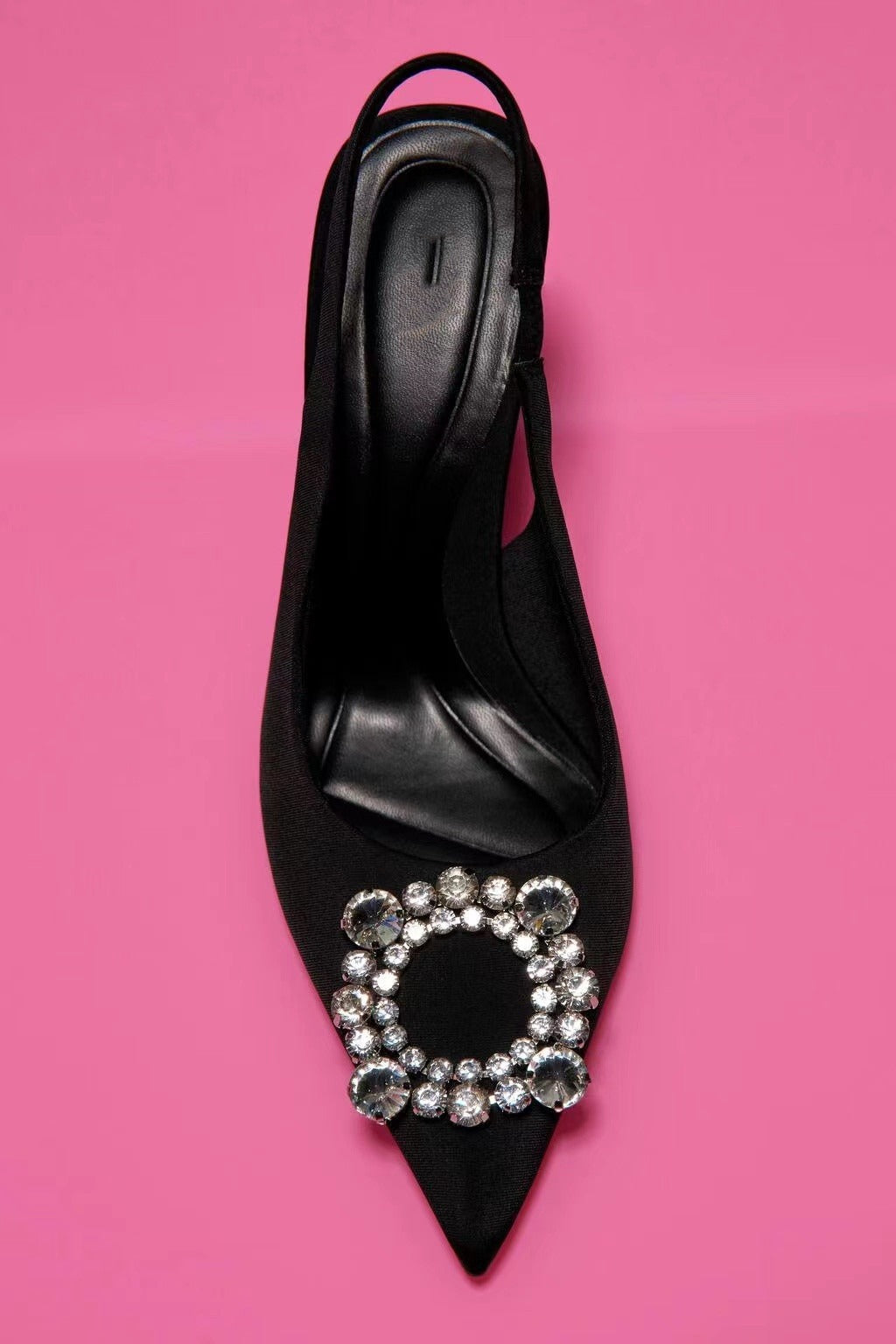 Zapatos de tacón destalonados para mujer con punta fina y brillo, para bodas