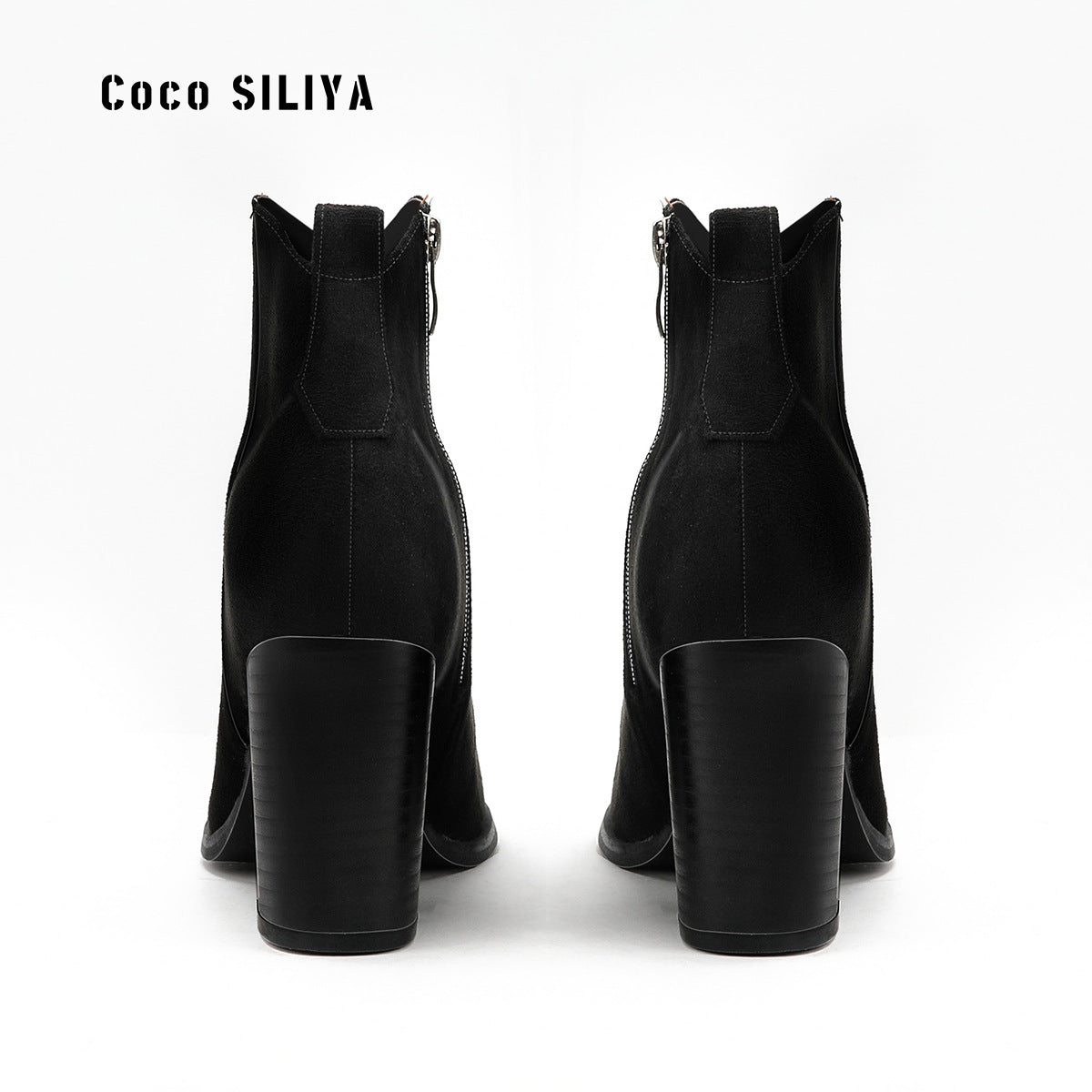 Botines de ante para mujer con tacón ancho, para otoño e invierno
