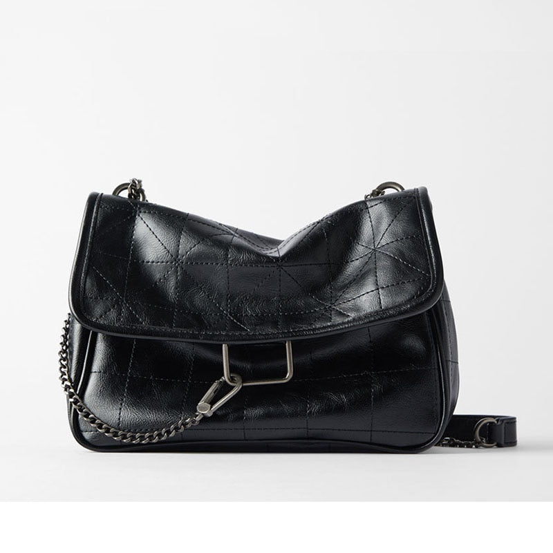 Bolso de hombro y bandolera para mujer con solapa y cadena, estilo vintage